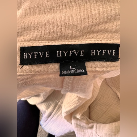 Hyfve cotton cropped tie colored shirt size large cream colored - Picture 7 of 9